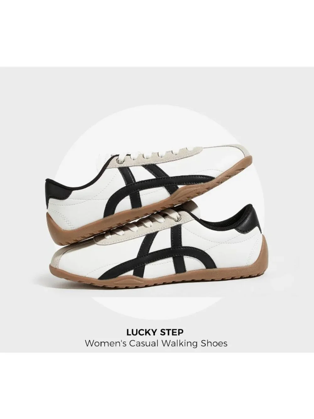 Women's White/Black Lightweight Trendy Fashion Thin Sole Walking Sneakers
